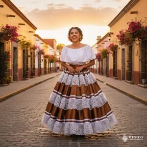 Mexican double circle practice skirt folklorico China Oaxaca